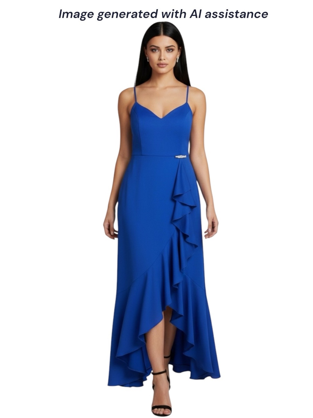 NWT Alexa B 16W royal blue high low ruffle maxi dress